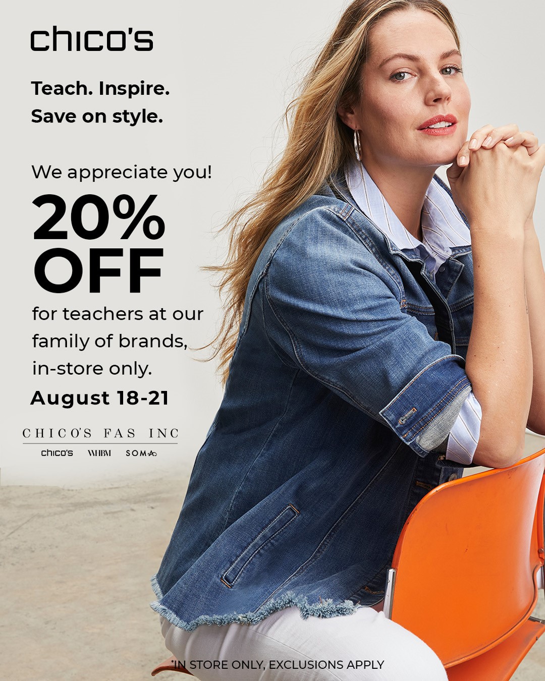 Chico’s: Teacher Appreciation Weekend Discount icon